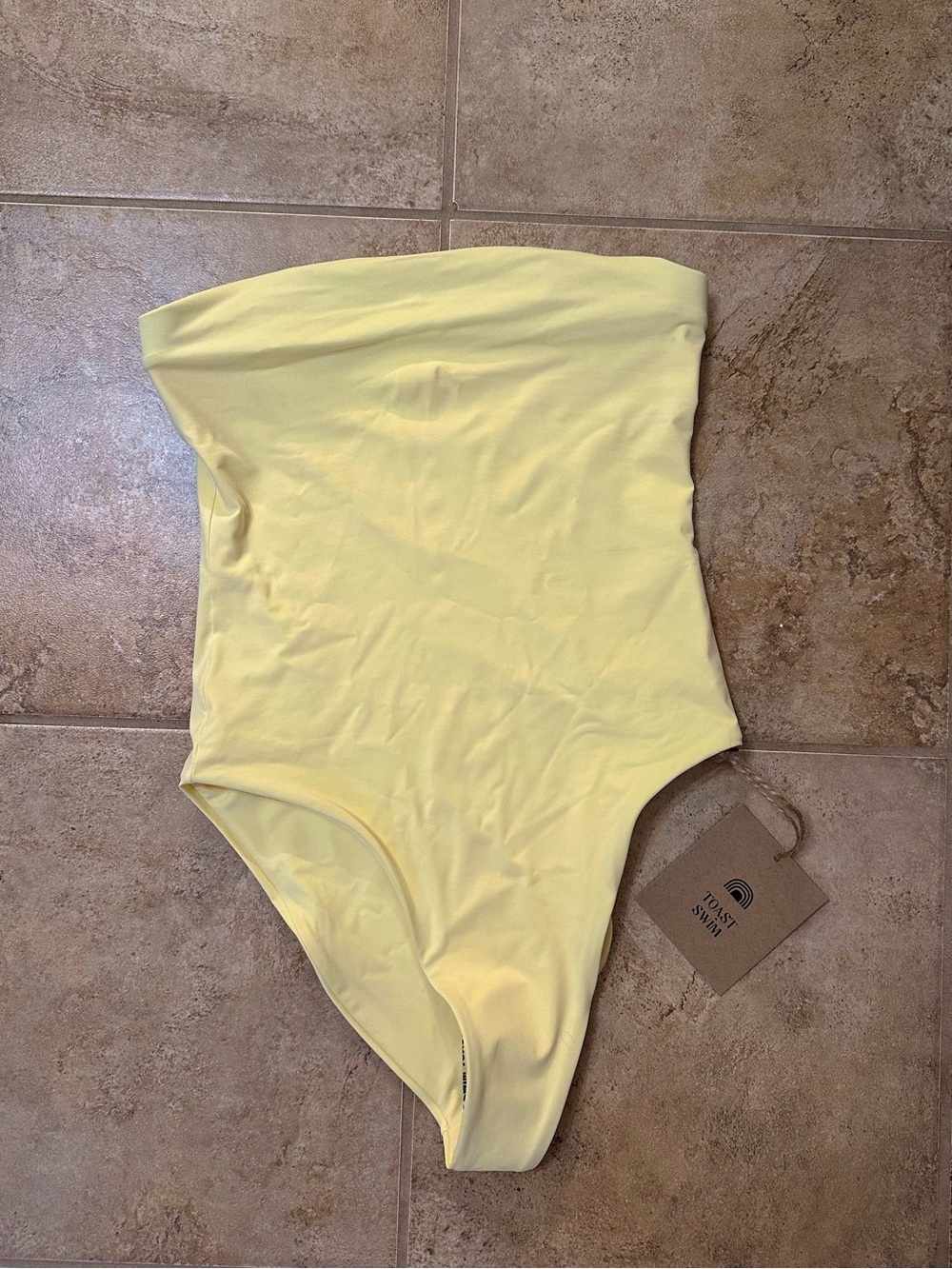 Free People x Toast Swim Tube one piece swimsuit limoncello NEW